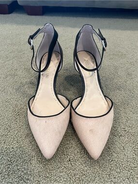Enzo Angiolini Haircalf D’Orsay Ankle Strap Pumps Nude Black Size 7.5